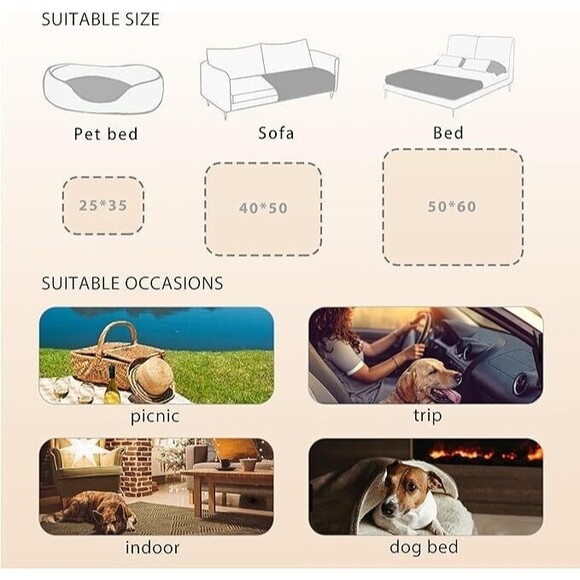 Waterproof & Soft Fluffy Premium Flannel Reversible Throw Dog Blankets Washable - Picture 6 of 6